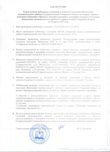 Заключение по результатам публичных слушаний